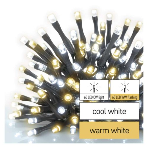 CATENA LUMINOSA 120 LED LUCE BIANCA CALDA/FREDDA 12MT IP44 INTERNO ESTERNO