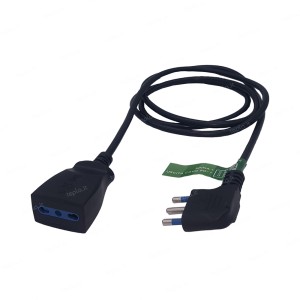 Prolunga Elettrica 5m con Cavo 3x1.5mm² e Spina 90° 16A Bipasso, Colore Nero
