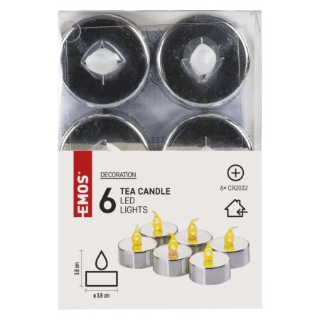 Candeline LED decorative Argento conf. 6 pz a Batterie | Emos DCCV12