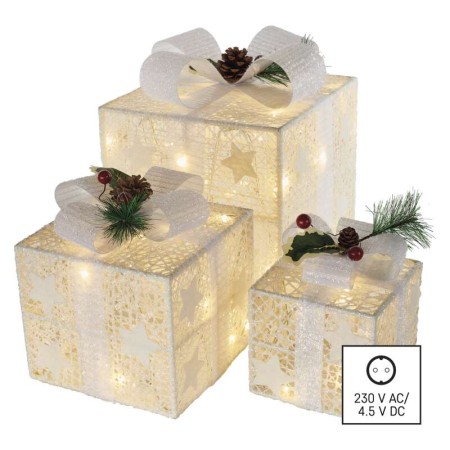 Decorazione Natalizia LED 3 Scatole Regalo con Decorazioni, Luce Bianca Calda e Timer | Emos DCFC27