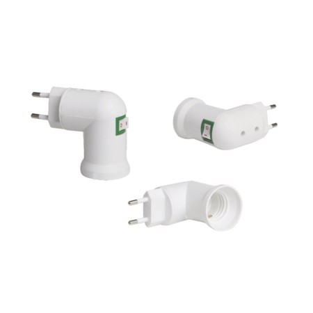 Portalampada E14 con Interruttore e Spina 10A Rotante