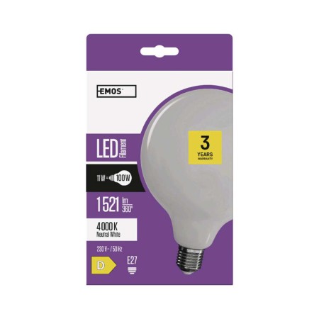 Globo LED filamento D.125 11W (100W) 4000K vetro opale | Emos ZF2161