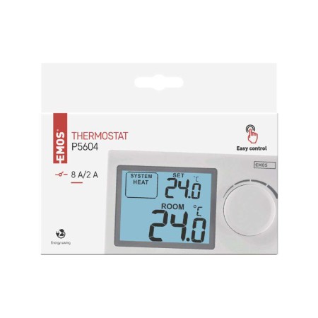 Termostato Caldaia Semplice Display Grande Rotella Manuale Certificato CE | EMOS P5604