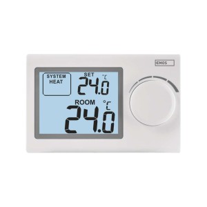 Termostato caldaia semplice EMOS P5604 display LCD grande 77mm numeri 15mm rotella manuale certificato CE installazione facile