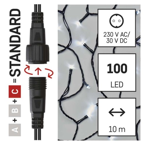 CATENA LUMINOSA 100 LED LUCE FREDDA...