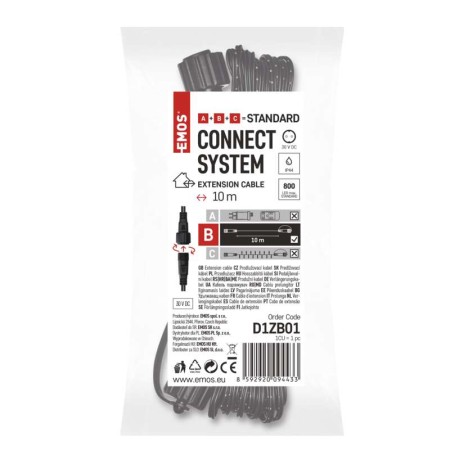 CAVO PROLUNGA ALIMENTAZIONE CONNECT SYSTEM 10MT NERO INTERNO ESTERNO EMOS D1ZB01