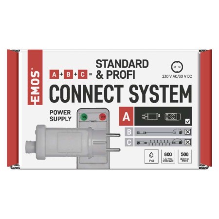 Alimentatore per luci natalizie CONNECT SYSTEM serie STANDARD & PROFI bianco c/teleconado IP44 EMOS D1ZW02