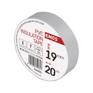 Nastro isolante PVC bianco 19mm x 20m, spessore 0.13mm, autoestinguente e certificato CEI EN 60454. 2