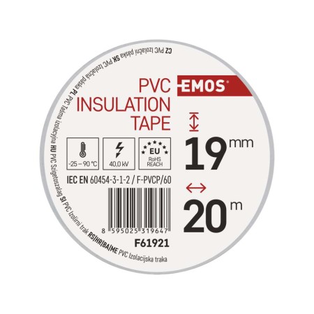 Nastro Isolante PVC Bianco 19mm x 20m - Spessore 0.13mm | Emos F61921
