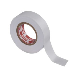 Nastro isolante PVC bianco 19mm x 20m, spessore 0.13mm, autoestinguente e certificato CEI EN 60454.
