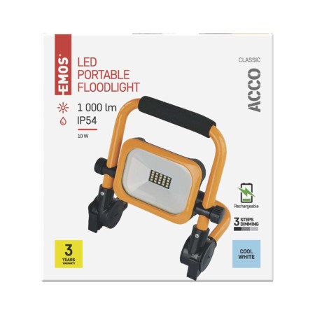 Faro LED portatile 10W 1000lm IP54 ricaricabile EMOS ACCO ZS2812