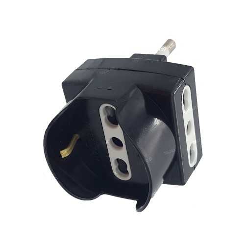 Adattatore Triplo Presa Schuko e Bipasso 10-16A Spina 16A Nero