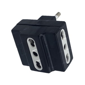 Adattatore Triplo Prese Bipasso 10-16A Spina 10A Nero