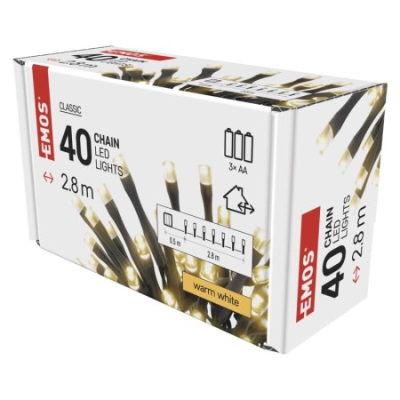 Catena Luminosa LED 40 Luci Calde, 2.8mt A Batterie Timer, Esterno | Emos D4FW01