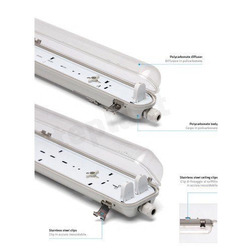 PLAFONIERA STAGNA PER 1 TUBO LED 60CM...