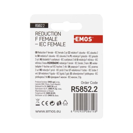 Adattatore Satellitare F Femmina a Connettore TV Maschio | 2pz | EMOS R5852.2