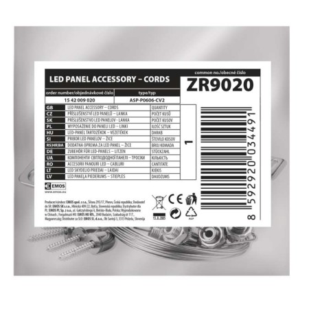 Set cavi sospensione pannelli LED Maxxo e Proxo 60X60 4PZ Emos ZR9020