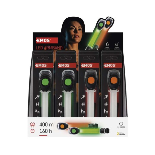 Braccialetti LED da Corsa - Espositore 16pz, Sicurezza e Stile | EMOS P4713