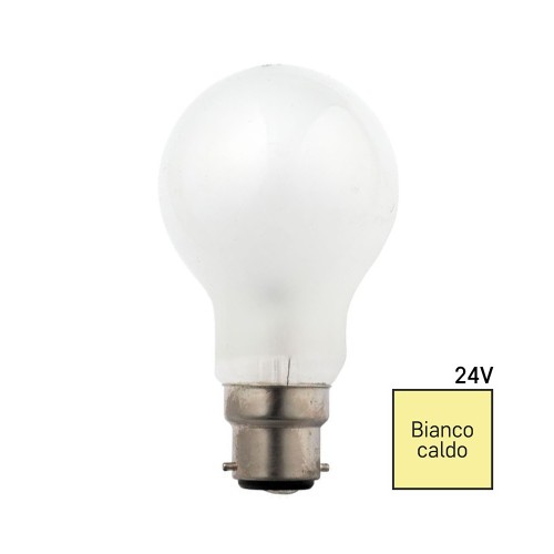 Lampadina incandescenza 24V BA22D 100W goccia satinata 60x105MM