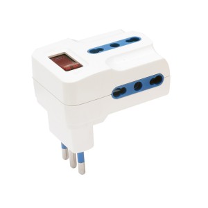 Adattatore Triplo Salvaspazio Prese Bivalenti 10/16A con Protezione e Spina 10A | Ecova 30192