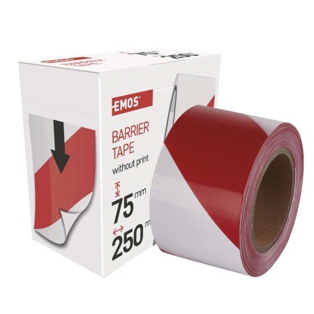 Nastro segnaletico bianco/rosso 75mm x 250m - Alta visibilità e resistenza.