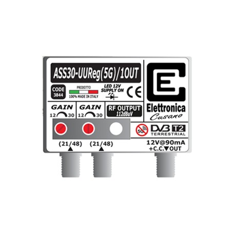 Amplificatore TV 30dB con filtro Lte 5G, 1 uscita, Elettronica Cusano ASS30-UUREG