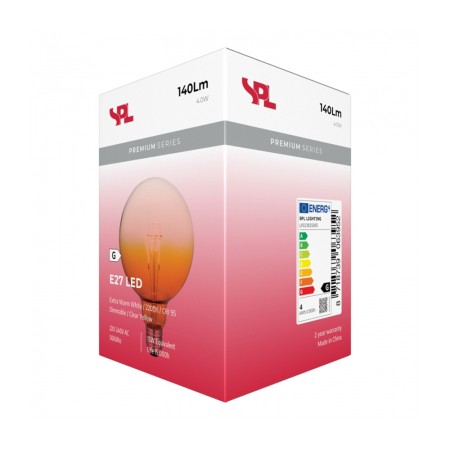 Lampadina LED Decorativa Gialla Globo D125 4W 140lm Dimmerabile Sfumata