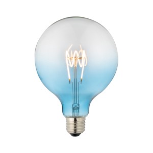 Lampadina LED globo D125 blu sfumata, dimmerabile.