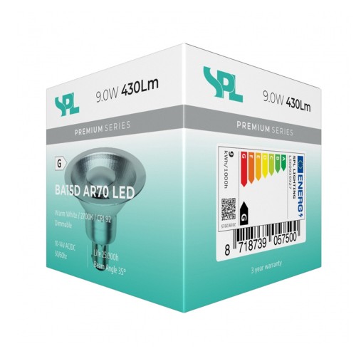 AR70 Lampadina LED BA15D 9W 12V 35°...