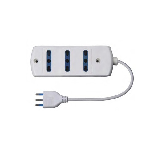 Multipresa Bianca 3 Posti Bipasso, Spina 16A, Cavo 1,5m, 3500W | Ecova 30053