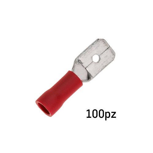 CAPICORDA PREISOLATO FASTON MASCHIO 6.3X0.8MM ROSSO 100PZ