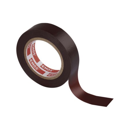 Nastro isolante PVC marrone 15mm x 10m, spessore 0.13mm, autoestinguente e certificato CEI EN 60454.