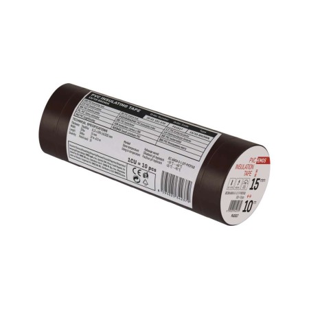 Nastro Isolante PVC Marrone 15mm x 10m - Spessore 0.13mm | Emos F61517