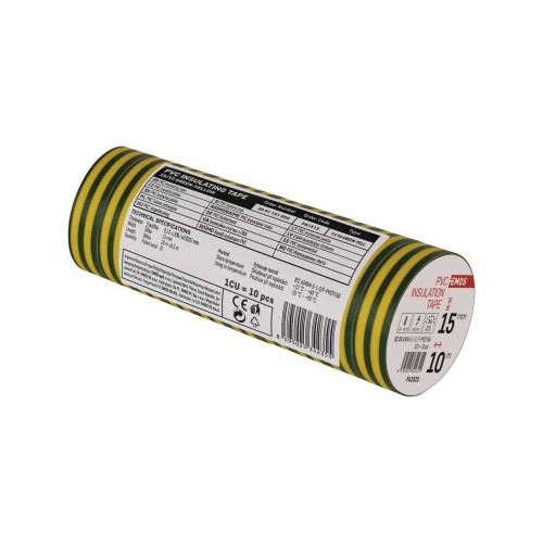 Nastro Isolante PVC Giallo-Verde 15mm...
