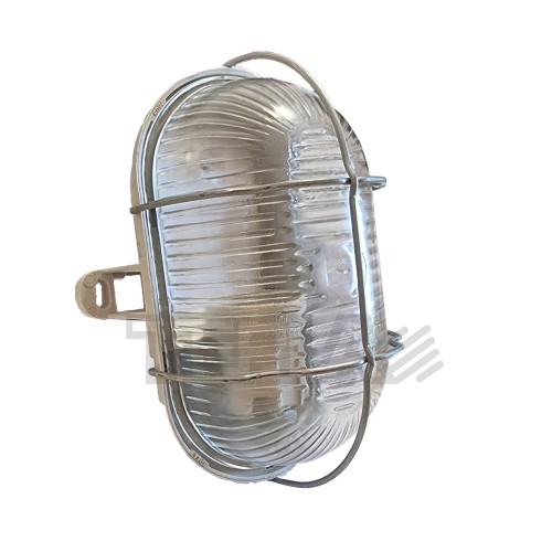 Plafoniera ovale E27 60W tartaruga grigia griglia in metallo IP44
