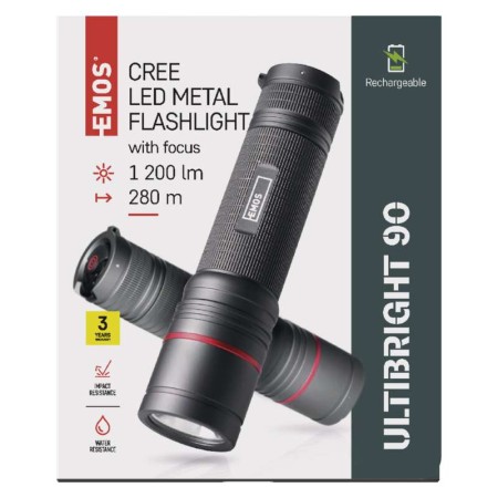 Torcia Ultibright 90 CREE XML2 U3 1200lm IP65 - Ricaricabile | EMOS P3190