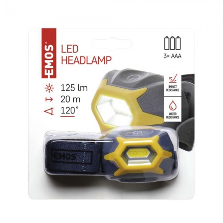 Lampada Frontale LED COB 125 lm, 20m, IP44, 3 Modalità | EMOS P3532