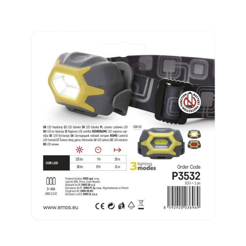 Lampada Frontale LED COB 125 lm, 20m,...