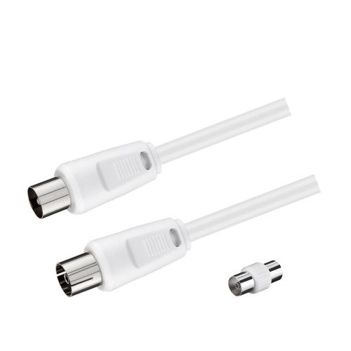 Prolunga TV 1.5m Maschio-Femmina con Adattatore | Colore bianco